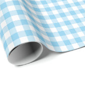Baby Blauw en Wit Kleine Grootte Gingham Checks Cadeaupapier (Rol Hoek)