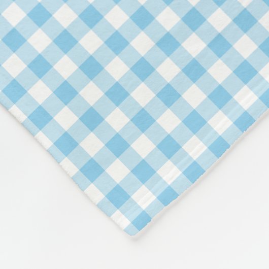 Baby Blauw en Wit Kleine Grootte Gingham Checks Fleece Deken (Hoek)