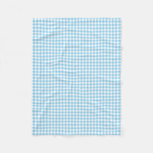 Baby Blauw en Wit Kleine Grootte Gingham Checks Fleece Deken