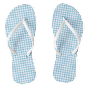 Baby Blauw en Wit Kleine Grootte Gingham Checks Teenslippers