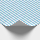 Baby Blauw en Wit Kleine Grootte Horizontale Strep Cadeaupapier (Hoek)