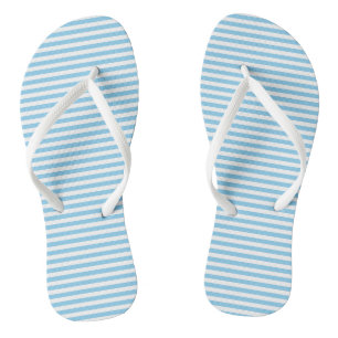 Baby Blauw en Wit Kleine Grootte Horizontale Strep Teenslippers