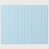 Baby Blauw en Wit Kleine Grootte Verticale Strepen Cadeaupapier (Vlak)