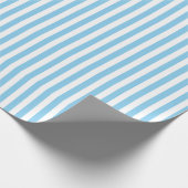Baby Blauw en Wit Kleine Grootte Verticale Strepen Cadeaupapier (Hoek)