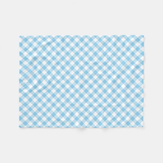 Baby Blauw en Wit Medium Diagonal Gingham Checks Fleece Deken (Voorkant (Horizontaal))