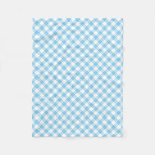 Baby Blauw en Wit Medium Diagonal Gingham Checks Fleece Deken