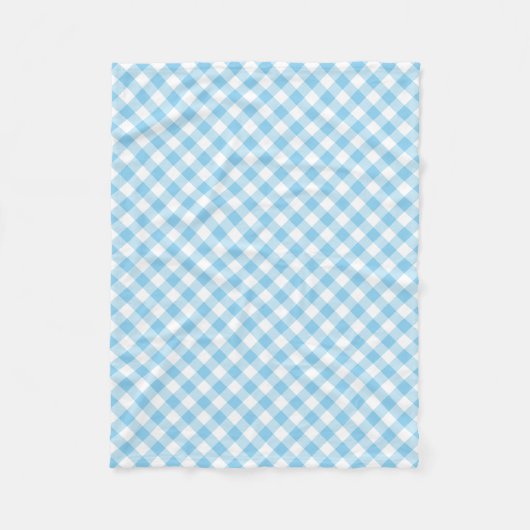 Baby Blauw en Wit Medium Diagonal Gingham Checks Fleece Deken (Voorkant)