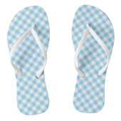 Baby Blauw en Wit Medium Diagonal Gingham Checks Teenslippers (Voetbed)