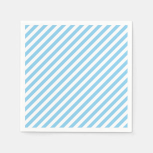 Baby Blauw en Wit Medium Diagonale Strepen Papier Servet