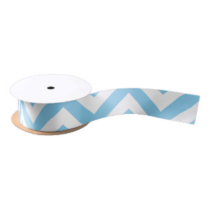 Baby Blauw en Wit Medium Horiz. Chevron Ribbon Satijnen Lint