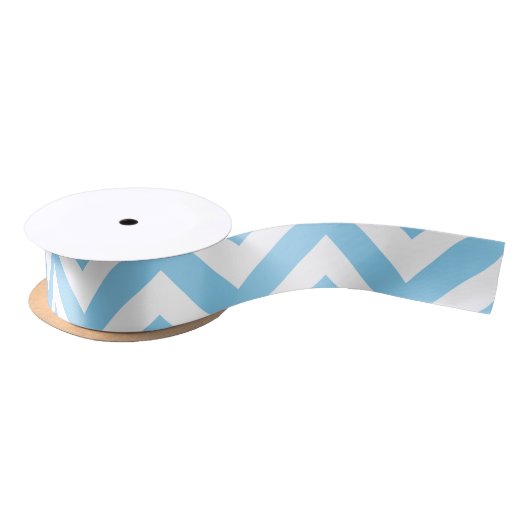 Baby Blauw en Wit Medium Horiz. Chevron Ribbon Satijnen Lint (Spoel)