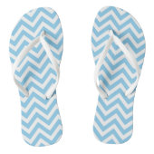 Baby Blauw en Wit Medium Size Chevron Stripes Teenslippers (Voetbed)