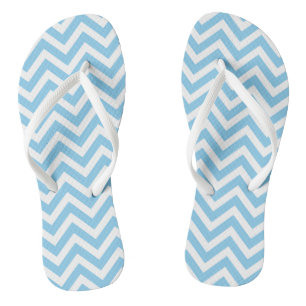 Baby Blauw en Wit Medium Size Chevron Stripes Teenslippers