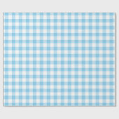 Baby Blauw en Wit Medium Size Gingham Checks Cadeaupapier (Vlak)