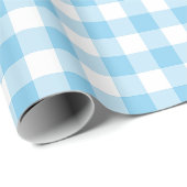 Baby Blauw en Wit Medium Size Gingham Checks Cadeaupapier (Rol Hoek)