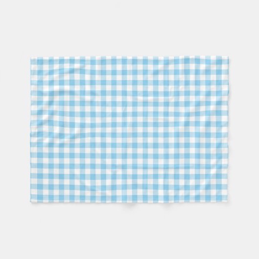 Baby Blauw en Wit Medium Size Gingham Checks Fleece Deken (Voorkant (Horizontaal))