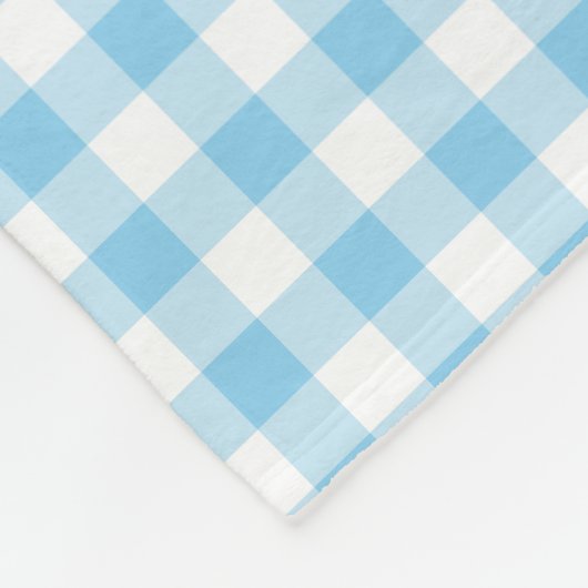 Baby Blauw en Wit Medium Size Gingham Checks Fleece Deken (Hoek)