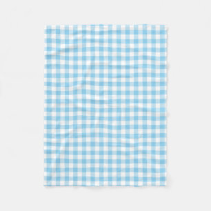 Baby Blauw en Wit Medium Size Gingham Checks Fleece Deken