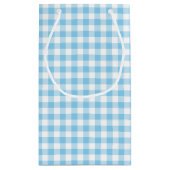 Baby Blauw en Wit Medium Size Gingham Checks Klein Cadeauzakje (Achterkant)