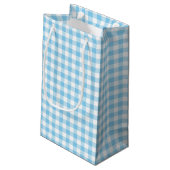 Baby Blauw en Wit Medium Size Gingham Checks Klein Cadeauzakje (Achterkant Gekanteld)