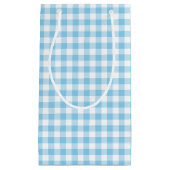 Baby Blauw en Wit Medium Size Gingham Checks Klein Cadeauzakje (Voorkant)