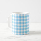 Baby Blauw en Wit Medium Size Gingham Checks Koffiemok (Voorkant links)