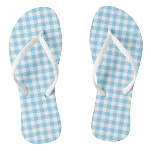 Baby Blauw en Wit Medium Size Gingham Checks Teenslippers