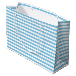 Baby Blauw en Wit Medium Size Horizontale Stripes Groot Cadeauzakje