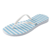 Baby Blauw en Wit Medium Size Horizontale Stripes Teenslippers (Schuin)