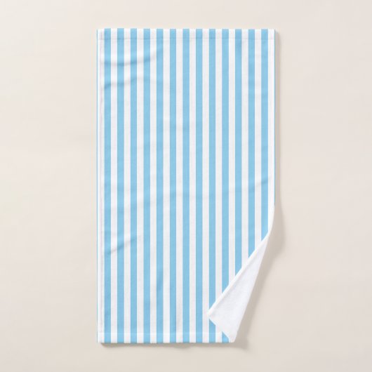 Baby Blauw en Wit Medium Size Verticale Stripes Bad Handdoek (Handdoek)