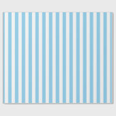 Baby Blauw en Wit Medium Size Verticale Stripes Cadeaupapier (Vlak)