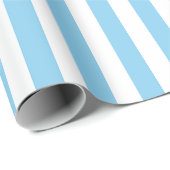 Baby Blauw en Wit Medium Size Verticale Stripes Cadeaupapier (Rol Hoek)