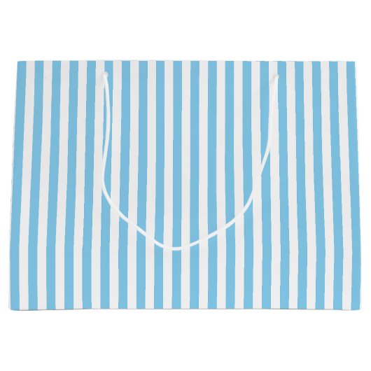 Baby Blauw en Wit Medium Size Verticale Stripes Groot Cadeauzakje (Voorkant)