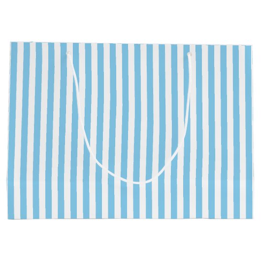 Baby Blauw en Wit Medium Size Verticale Stripes Groot Cadeauzakje (Achterkant)