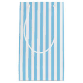 Baby Blauw en Wit Medium Size Verticale Stripes Klein Cadeauzakje (Voorkant)