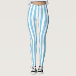 Baby Blauw en Wit Medium Size Verticale Stripes Leggings