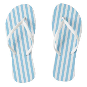 Baby Blauw en Wit Medium Size Verticale Stripes Teenslippers