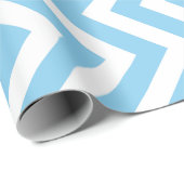 Baby Blauw en Wit Medium Verticale Chevron Cadeaupapier (Rol Hoek)