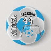 Baby Blauw en wit Personaliseer Voetbal Ronde Button 7,6 Cm (Voorkant)