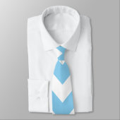 Baby Blauw en Wit Reuzenmaat Chevron Stropdas (Gebonden)