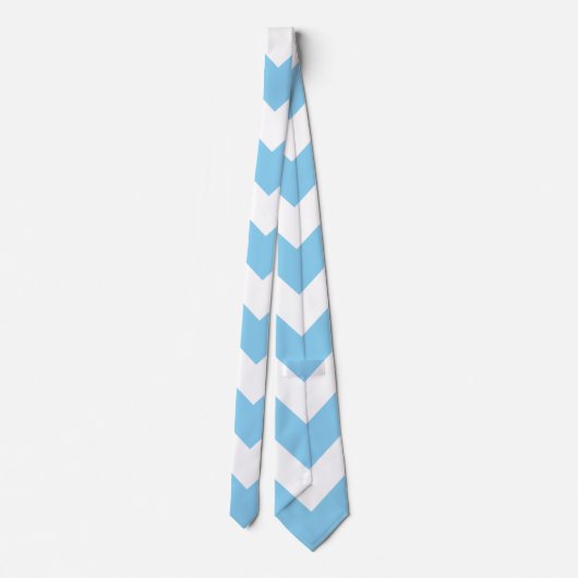Baby Blauw en Wit Reuzenmaat Chevron Stropdas (Achterkant)