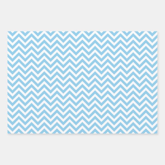 Baby Blauw en Wit Verschillende Maten Chevron Inpakpapier Vel (Voorkant 3)