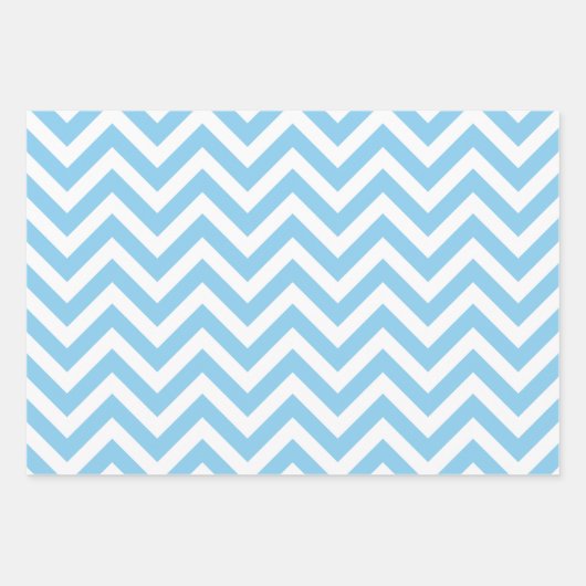 Baby Blauw en Wit Verschillende Maten Chevron Inpakpapier Vel (Voorkant 2)