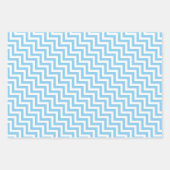 Baby Blauw en Wit Verschillende Maten Diag. Chevro Inpakpapier Vel (Voorkant 3)