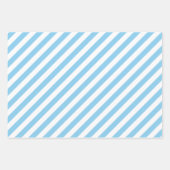Baby Blauw en Wit Verschillende Maten Diag. Stripe Inpakpapier Vel (Voorkant 2)