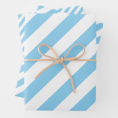 Baby Blauw en Wit Verschillende Maten Diag. Stripe Inpakpapier Vel (In situ)
