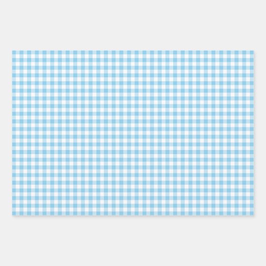 Baby Blauw en Wit Verschillende Maten Gingham Chec Inpakpapier Vel (Voorkant 3)