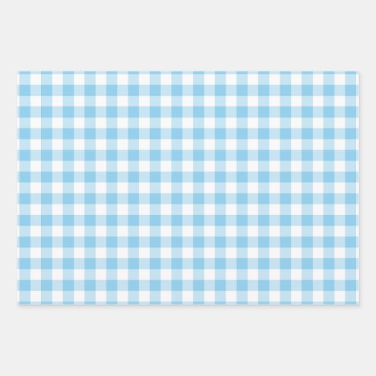 Baby Blauw en Wit Verschillende Maten Gingham Chec Inpakpapier Vel (Voorkant 2)