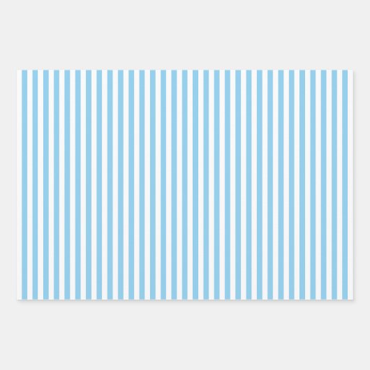 Baby Blauw en Wit Verschillende Maten Vert. Stripe Inpakpapier Vel (Voorkant 3)