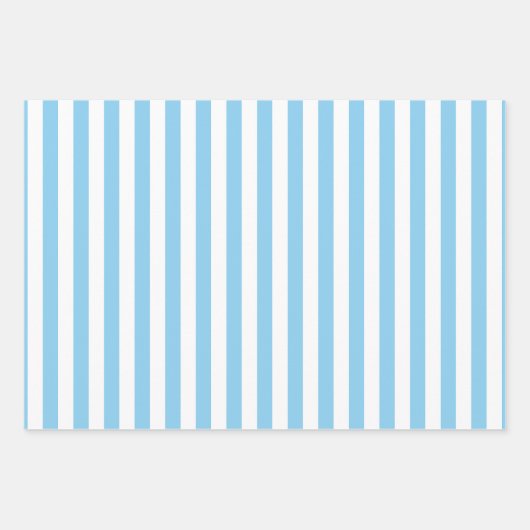 Baby Blauw en Wit Verschillende Maten Vert. Stripe Inpakpapier Vel (Voorkant 2)
